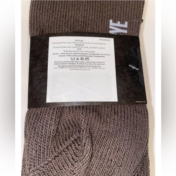 Frye Boot Socks 2 Pair Women 5-10 Cream & Brown w Logo Blend Ribbed Crew NEW!$28 - Picture 4 of 10